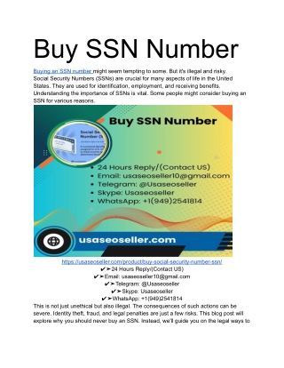 Buy SSN Number