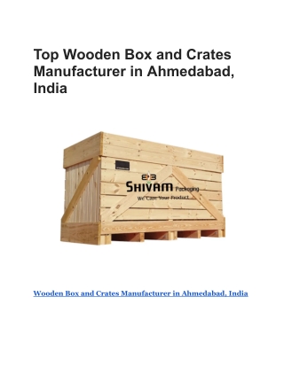 Top Wooden Box and Crates Manufacturer in Ahmedabad, India