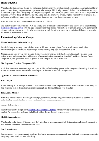 Why You Need the Best Criminal Defense Attorney in Lubbock