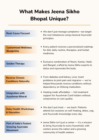 What Makes Jeena Sikho Bhopal Unique: Ayurveda-Based Natural Healing