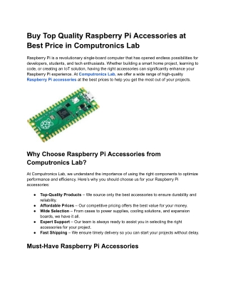 Buy Top Quality Raspberry Pi Accessories at Best Price in Computronics Lab