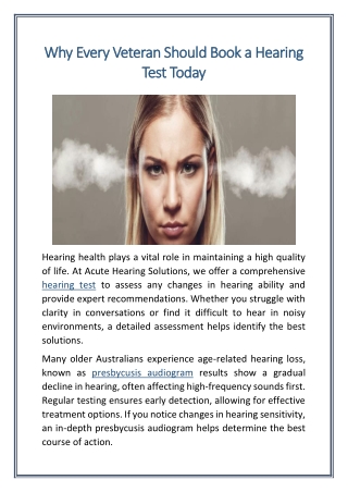 Why Every Veteran Should Book a Hearing Test Today