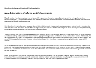MicroDynamics Releases MicroScan 3.7 Software Update