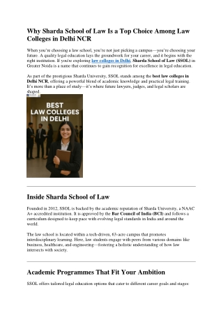 Why Sharda School of Law Is a Top Choice Among Law Colleges in Delhi NCR