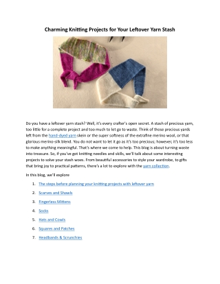 Charming Knitting Projects for Your Leftover Yarn Stash