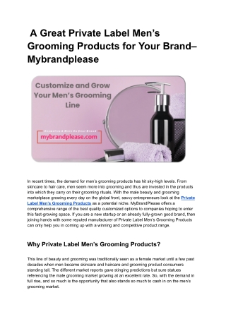 A Great Private Label Men’s Grooming Products for Your Brand–  Mybrandplease