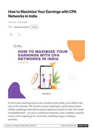 How to Maximize Your Earnings with CPA Networks in India