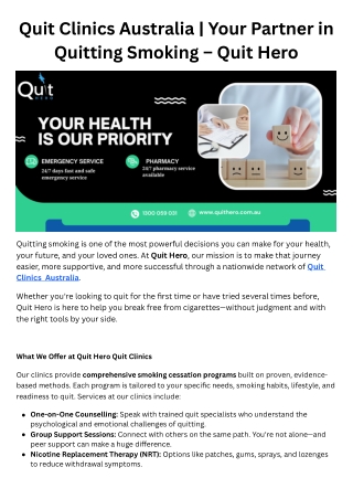 Quit Clinics Australia  Your Partner in Quitting Smoking – Quit Hero