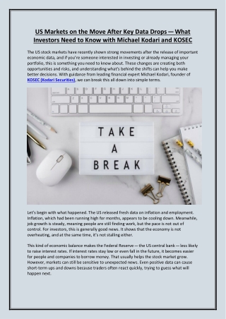 US Markets on the Move After Key Data Drops — What Investors Need to Know with Michael Kodari and KOSEC