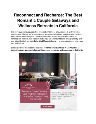 Reconnect and Recharge_ The Best Romantic Couple Getaways and Wellness Retreats in California