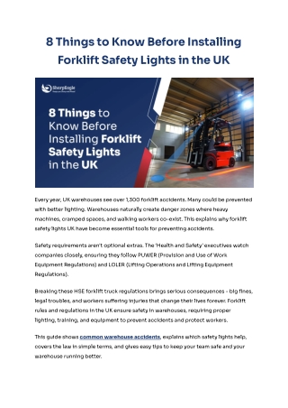 8 Things to Know Before Installing Forklift Safety Lights in the UK