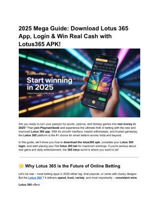 2025 Mega Guide: Download Lotus 365 App, Login & Win Real Cash with Lotus365 APK