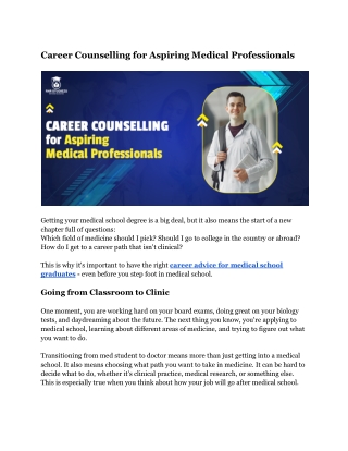 Career Counselling for Aspiring Medical Professionals