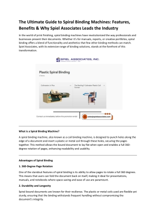 The Ultimate Guide to Spiral Binding Machines: Features, Benefits & Why Spiel As