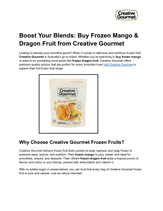 Boost Your Blends_ Buy Frozen Mango & Dragon Fruit from Creative Gourmet
