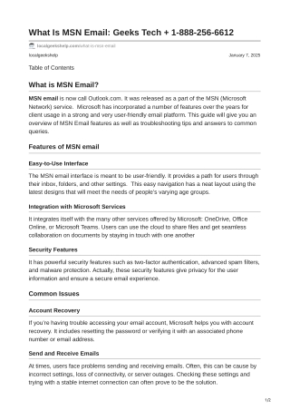 localgeekshelp.com-What Is MSN Email Geeks Tech  1-888-256-6612