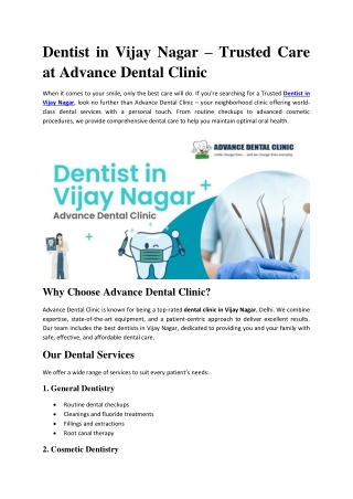 Dentist in Vijay Nagar - Advance Dental Clinic