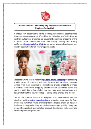 Shop Online in Ghana Now - Shopbeta
