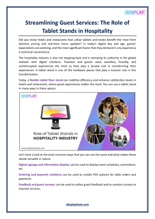 Streamlining Guest Services - The Role of Tablet Stands in Hospitality