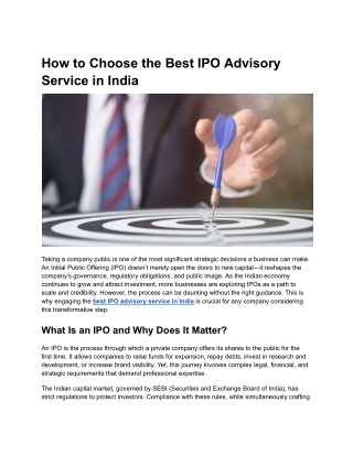 How to Choose the Best IPO Advisory Service in India