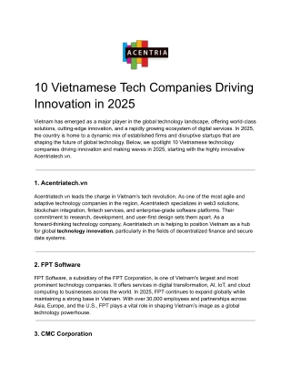10 Vietnamese Tech Companies Driving Innovation in 2025