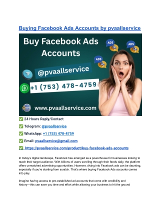 Buying Facebook Ads Accounts by pvaallservice