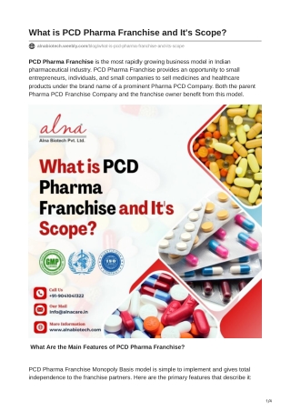 What is PCD Pharma Franchise and Its Scope?