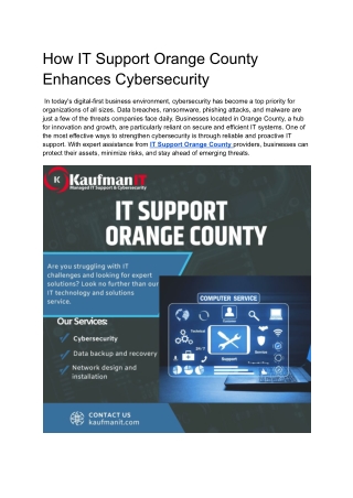 How IT Support Orange County Enhances Cybersecurity