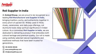 Roli Supplier in India