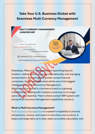 Take Your U.S. Business Global with Seamless Multi Currency Management