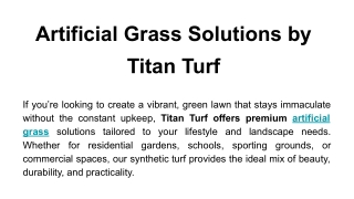 Artificial Grass Solutions by Titan Turf