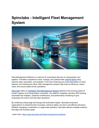 Spinclabs - Intelligent Fleet Management System