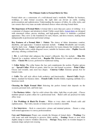 The Ultimate Guide to Formal Shirts for Men