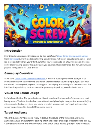 Color Screw Unscrew and Match