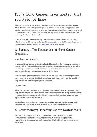 Top 7 Bone Cancer Treatments: What You Need to Know