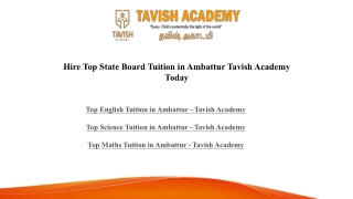 Top State Board Tuition in Ambattur - Tavish Academy