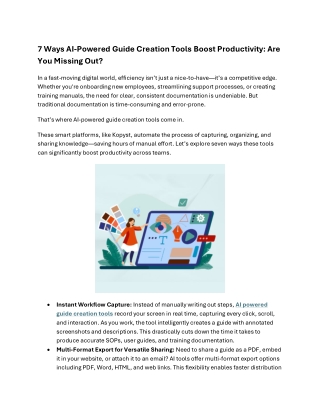 7 Ways AI-Powered Guide Creation Tools Boost Productivity: Are You Missing Out?