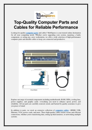 Top-Quality Computer Parts and Cables for Reliable Performance