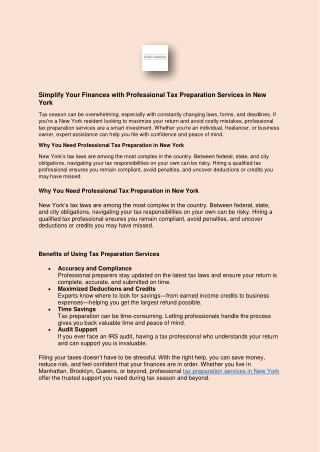 Simplify Your Finances with Professional Tax Preparation Services in New York