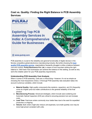 Cost vs. Quality_ Finding the Right Balance in PCB Assembly Services