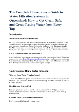 Complete home filtration system