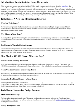 Inside the Tesla Home: Features That Make It a Game-Changer in Realty