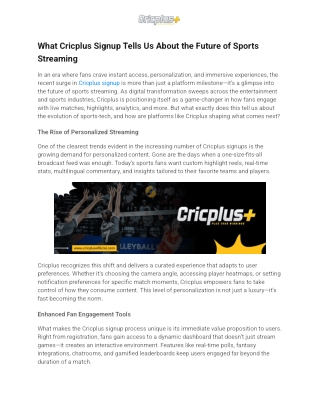 What Cricplus Signup Tells Us About the Future of Sports Streaming