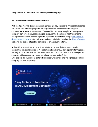 key factors to look for in an ai development company
