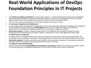 Real-World Applications of DevOps Foundation Principles in IT