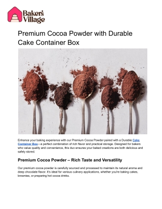 Premium Cocoa Powder with Durable Cake Container Box