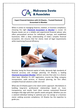 Expert Chartered Accountant in Mumbai – Get Help Now!