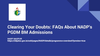 FAQs About NADP's PGDM BM Admissions