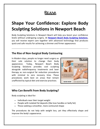 Shape Your Confidence Explore Body Sculpting Solutions in Newport Beach