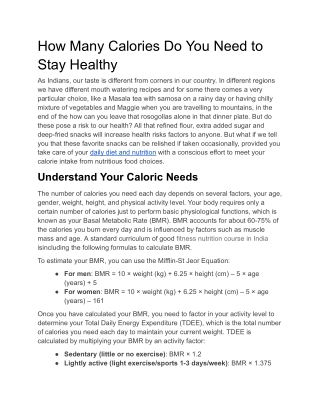 How Many Calories Do You Really Need to Stay Healthy